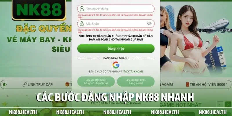 Các bước đăng nhập NK88 nhanh