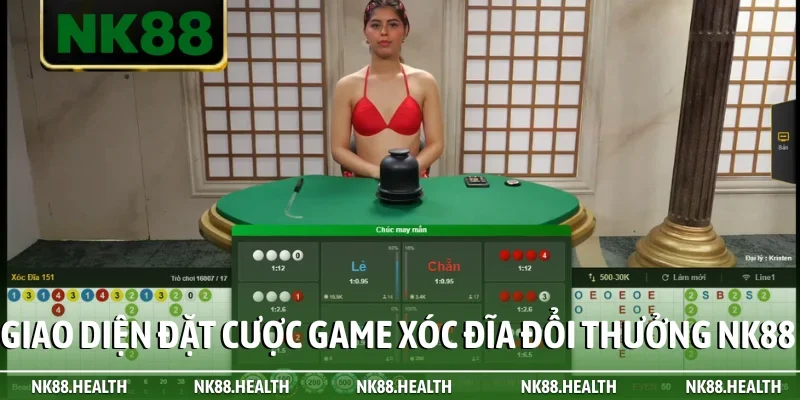 Giao diện đặt cược game Xóc Đĩa đổi thưởng NK88