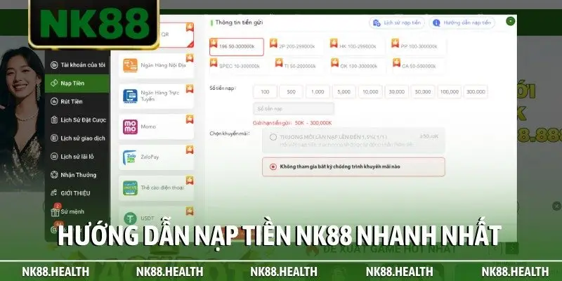 Hướng dẫn nạp tiền NK88 nhanh nhất