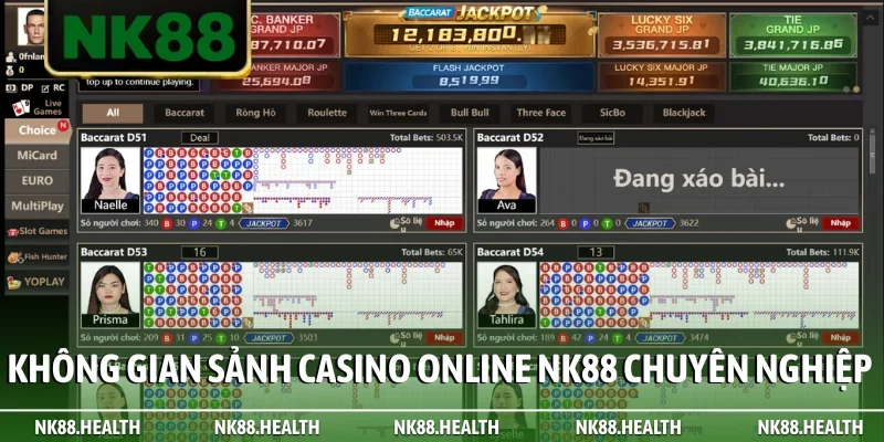 Không gian sảnh Casino online NK88 chuyên nghiệp