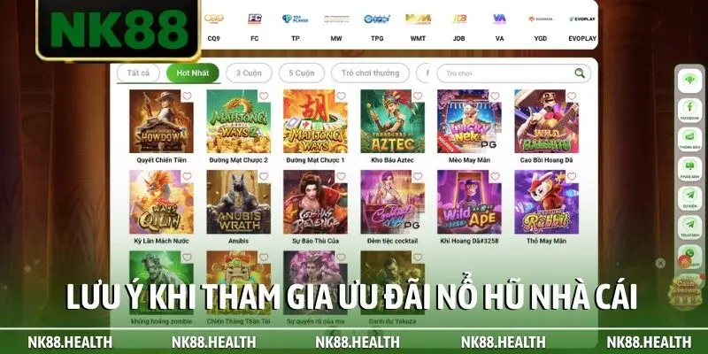Lưu ý khi tham gia ưu đãi nổ hũ nhà cái