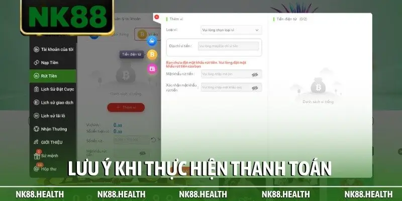 Lưu ý khi thực hiện thanh toán